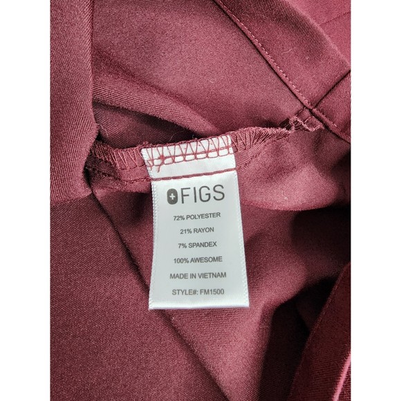 Figs Leon Three-Pocket Burgundy Scrub V-Neck Top Size L - Picture 5 of 6
